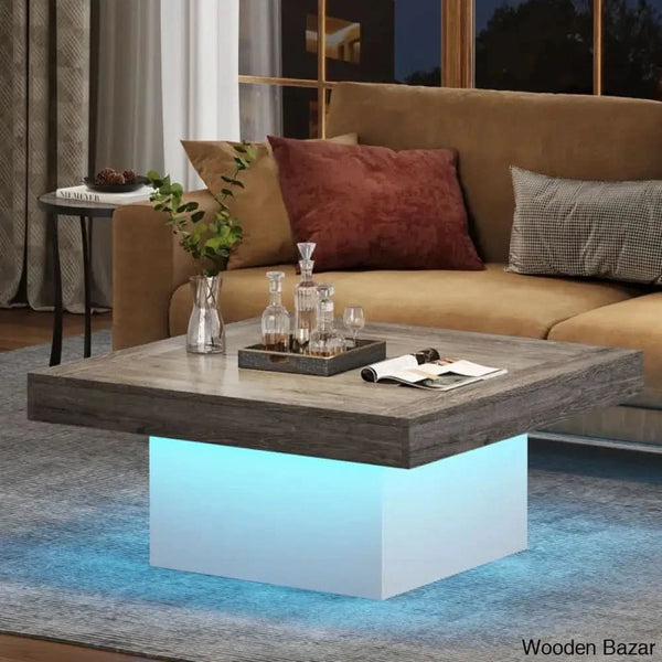 Squarey Led Coffee Table Farmhouse And Center