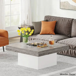Squarey Led Coffee Table Farmhouse And Center Gray