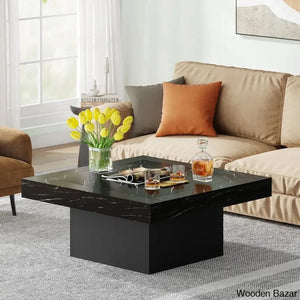 Squarey Led Coffee Table Farmhouse And Center Marble Black
