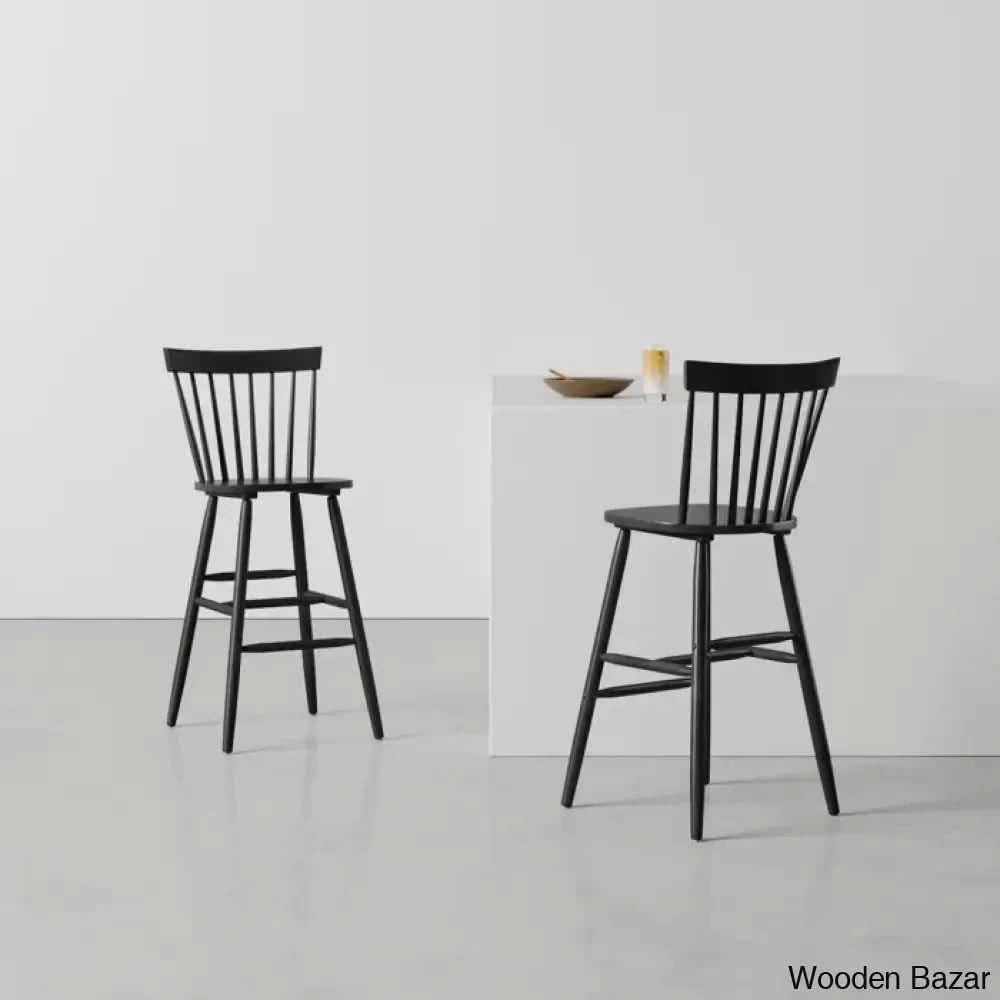 Staceey Swivel Solid Wood Counter And Bar Stool (Set Of 2) Black / (24’’ Seat Height)
