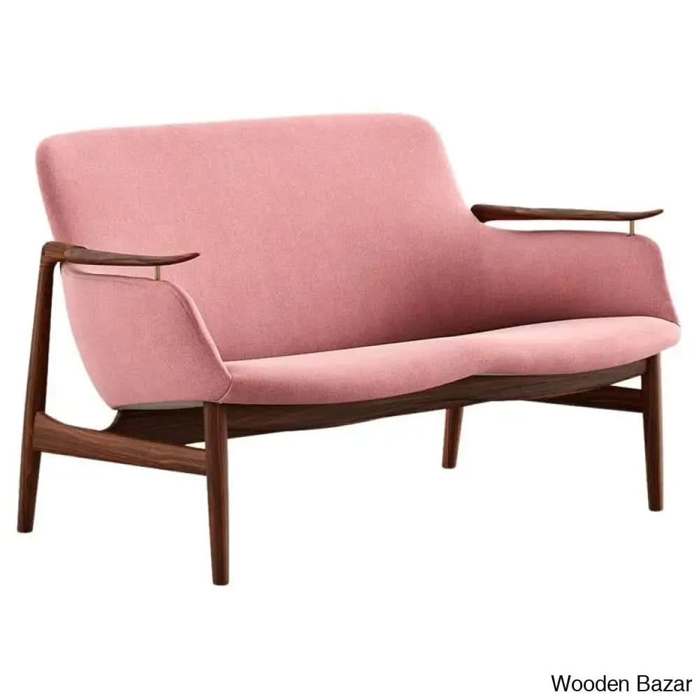 Stella Upholstered Solid Wood 3-Seater Sofa With Classic Comfort With Modern Elegance Rose Gold