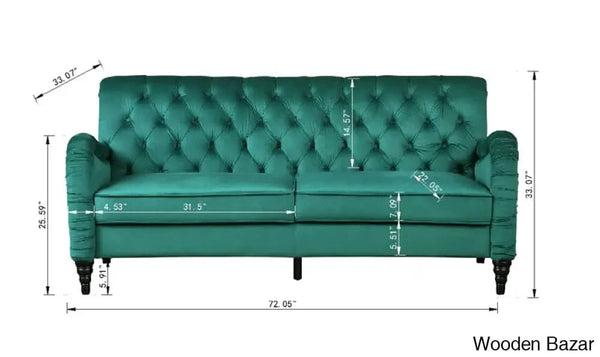 Sullivan Modern 3 Seater Sofa In Chesterfield Style - Wooden Bazar