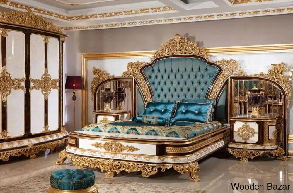 Luxury Bedroom Set with dressing & Side Tables & Almira