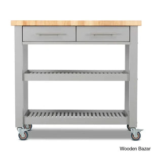 Sydney 38.30’’ Wide Rolling Kitchen Cart Trolley Cart Cabinet Kitchen Island With Storage