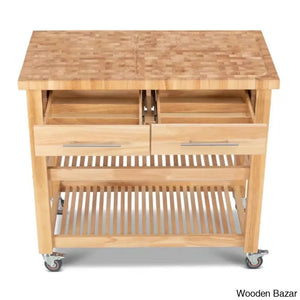 Sydney 38.30’’ Wide Rolling Kitchen Cart Trolley Cart Cabinet Kitchen Island With Storage