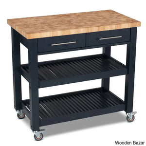 Sydney 38.30’’ Wide Rolling Kitchen Cart Trolley Cart Cabinet Kitchen Island With Storage