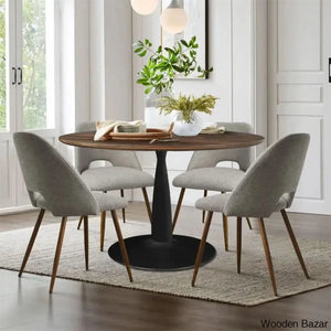Syster Latest 4 Seater New Pedestal Dining Set - Wooden Bazar Gray