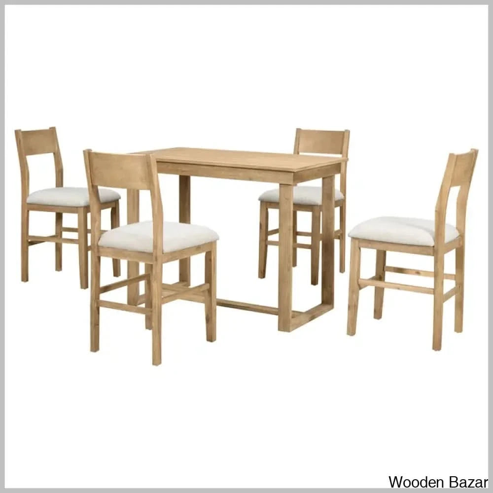 Talcott Modern 4 Seater Dining Table Set - Wooden Bazar Brown