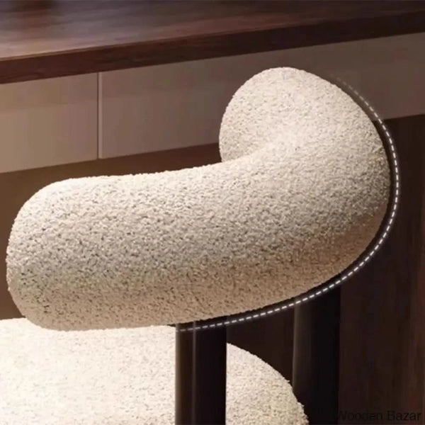 modern dressing chair Tall Upholstered Dressing Chair with Wood Frame Backrest in Boucle fab