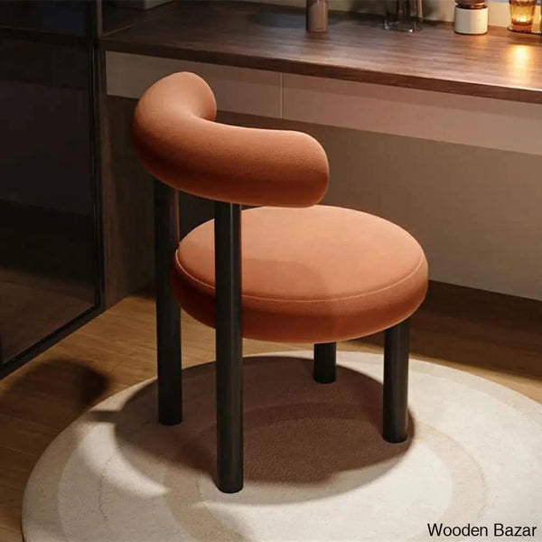Tall Upholstered Dressing Chair with Wood Frame Backrest in Boucle fab