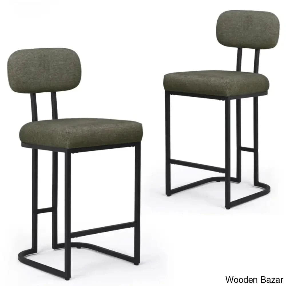 Taurice Swivel Upholstered 26.4’’ Counter And Bar Stool With Metal Frame (Set Of 2) Green