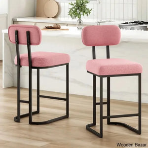 Taurice Swivel Upholstered 26.4’’ Counter And Bar Stool With Metal Frame (Set Of 2) Pink