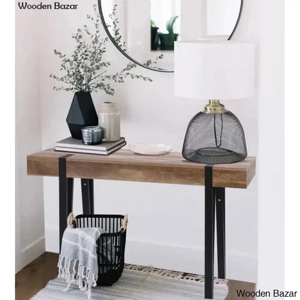 Glass Wood Console Table - Console Table