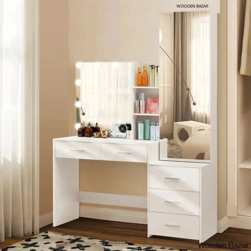 Teree Vanity Dressing Table with Mirror - Wooden Bazar