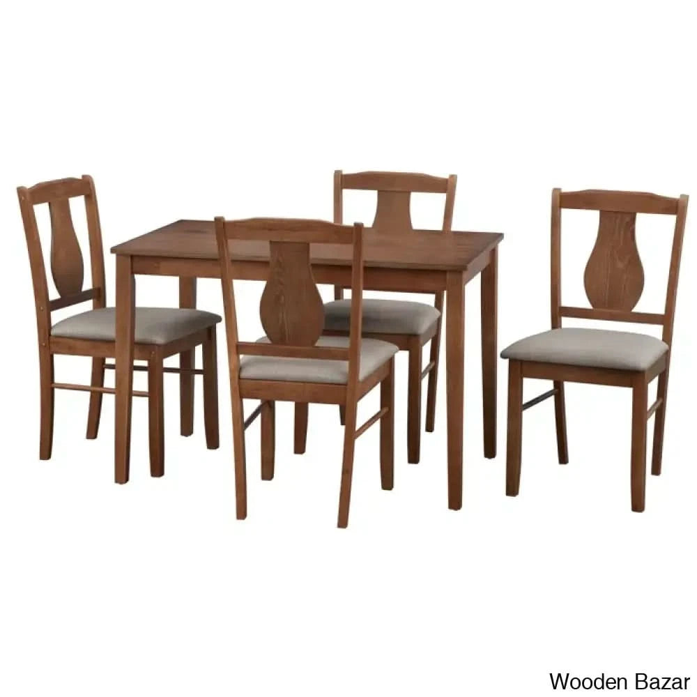 Terry Wooden 4 Seater Solid Wood Top Dining Set Driftwood