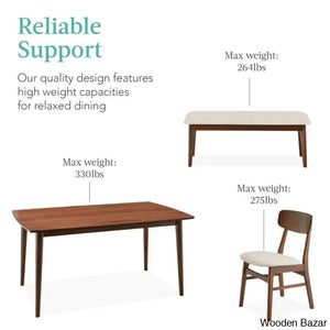Tessie Stylish 6 Seater Dining Table Set In Wooden