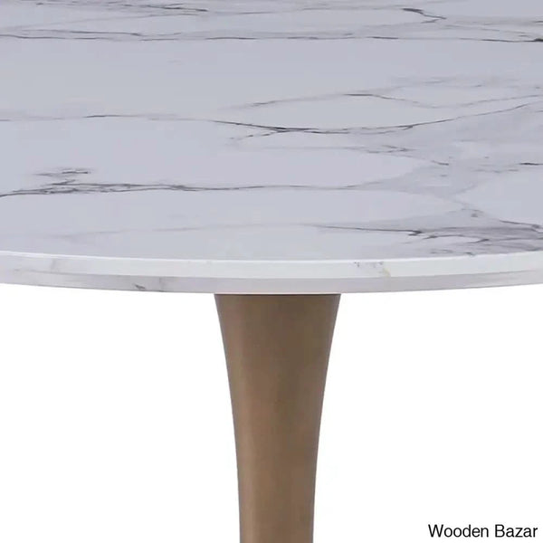 Thornton Modern 4 Seater Faux Marble Top Pedestal Dining Set