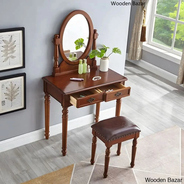 traditional wooden dressing table designs Classic Wooden Dressing Table with Ornate Details