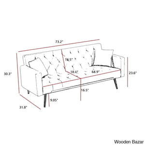 Tremblay Luxury 3 Seater Foldable Chesterfield Sofa Bed In Cream White Color