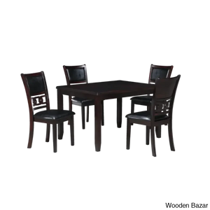Twain Modern 4 Seater Solid Wood Top Dining Table Set