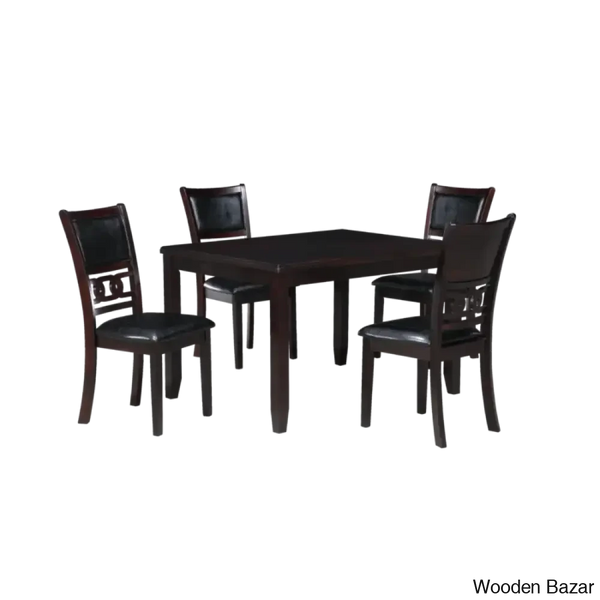 Twain Modern 4 Seater Solid Wood Top Dining Table Set