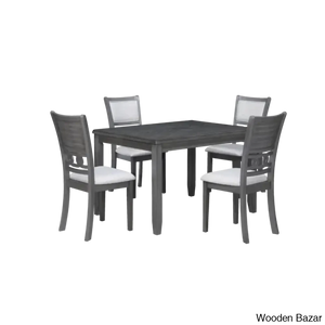 Twain Modern 4 Seater Solid Wood Top Dining Table Set