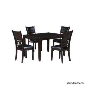 Twain Modern 4 Seater Solid Wood Top Dining Table Set