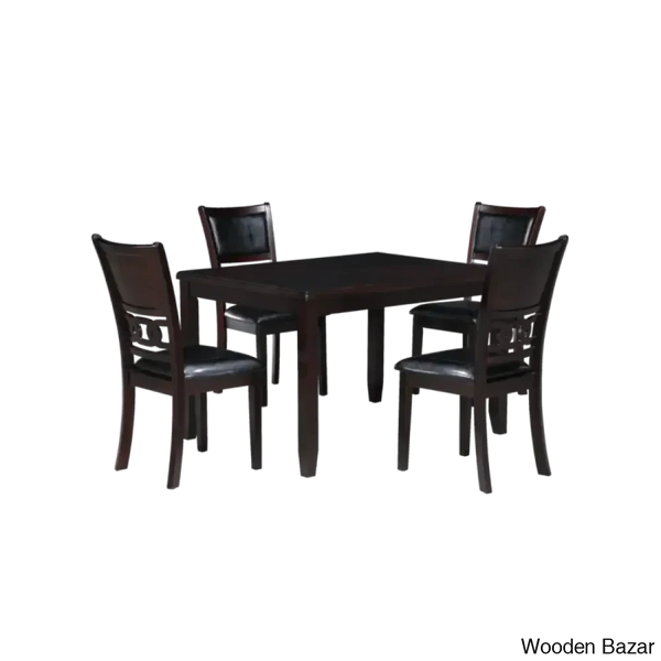 Twain Modern 4 Seater Solid Wood Top Dining Table Set