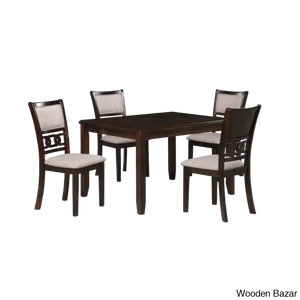 Twain Modern 4 Seater Solid Wood Top Dining Table Set