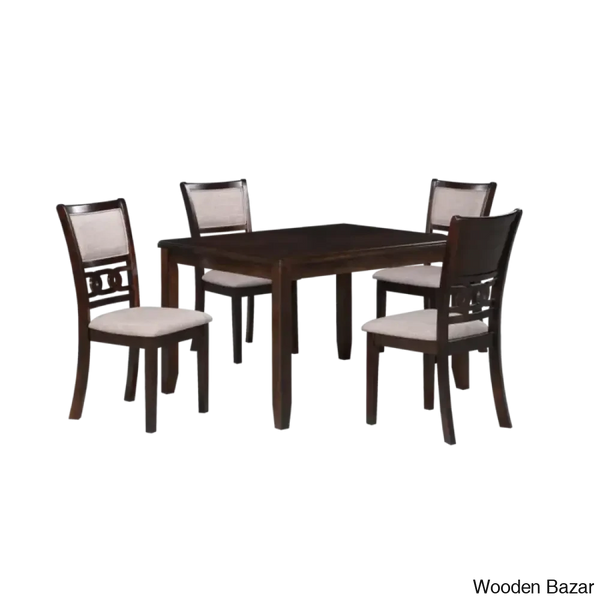 Twain Modern 4 Seater Solid Wood Top Dining Table Set