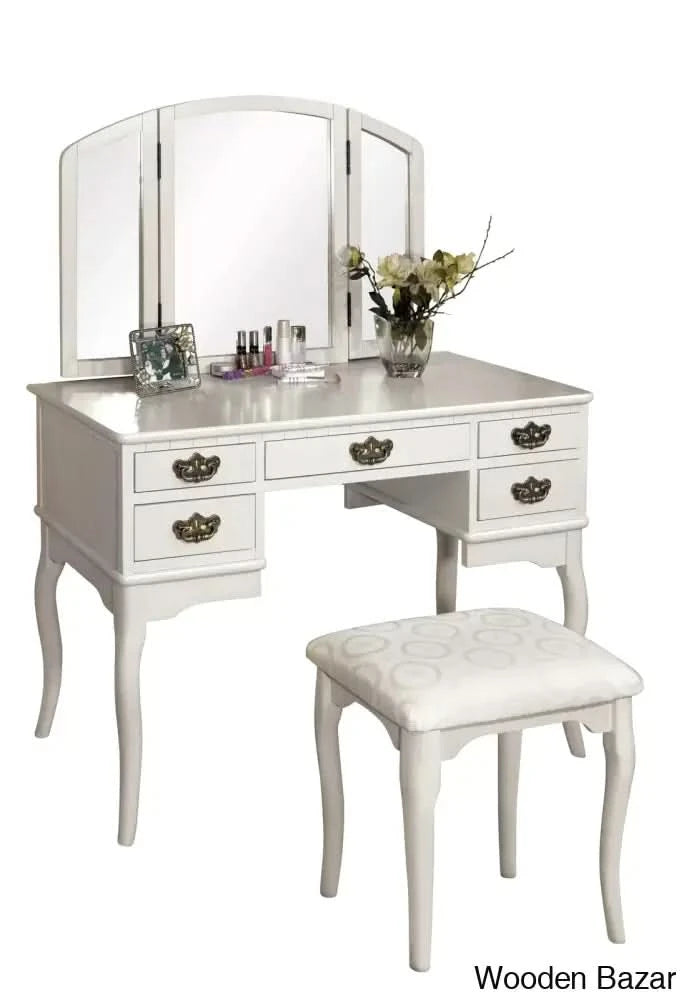 Umstead Vanity Dressing Table With Mirror And Stool