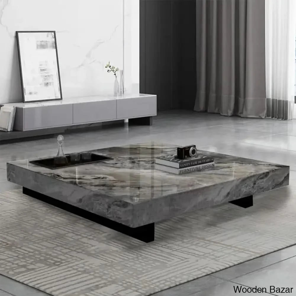 Unity Square Sintered Stone Coffee Table And Center Table Brown