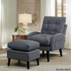Upholstered Accent Chair And Recliner Ottoman Set Lounge Chair