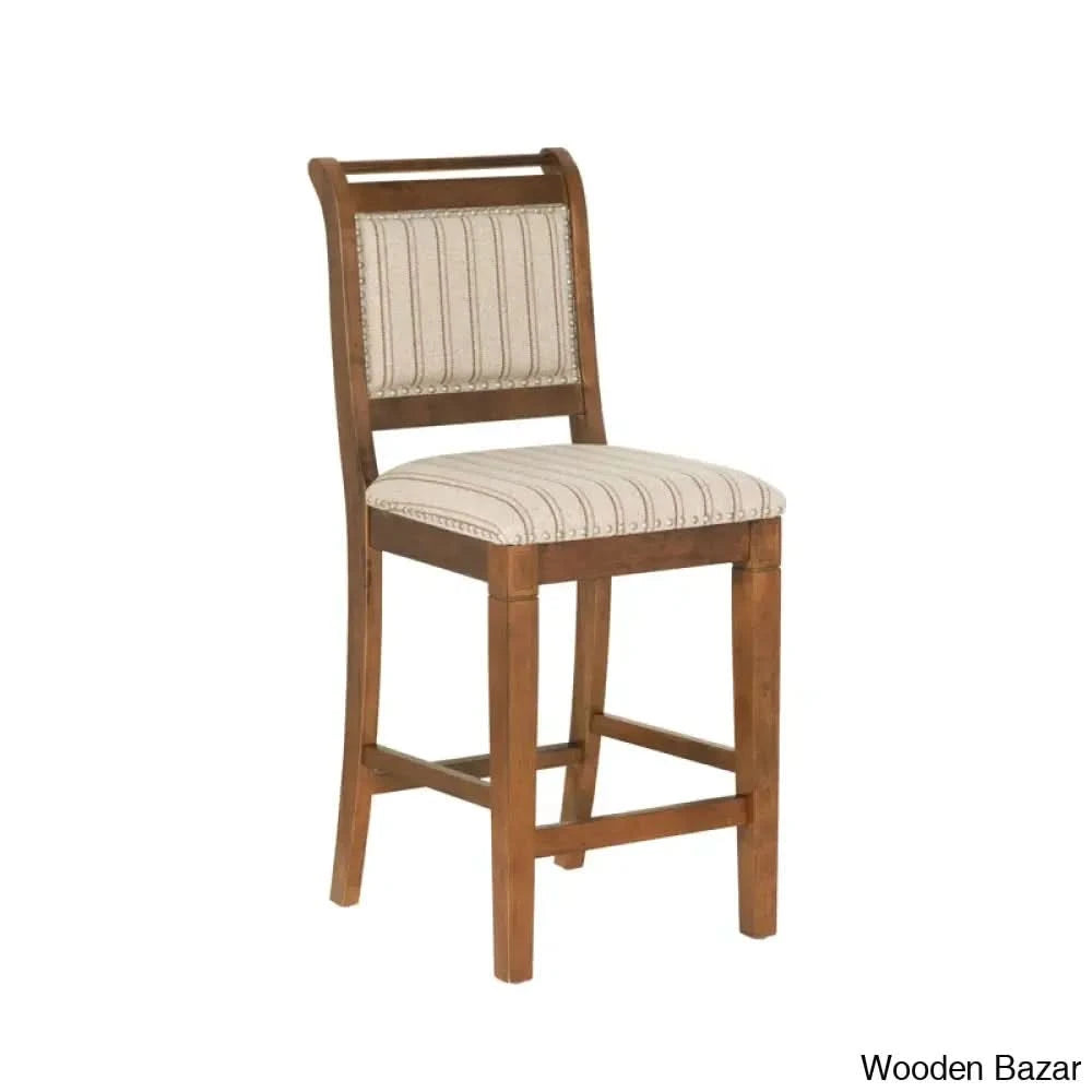 Vailia Swivel Wood Upholstered Bar & Counter Stool Brown / (26’’ Seat Height)