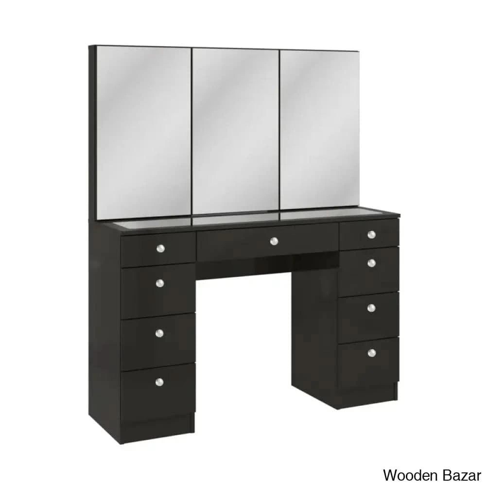Vanity Dressing Table With Mirror Black