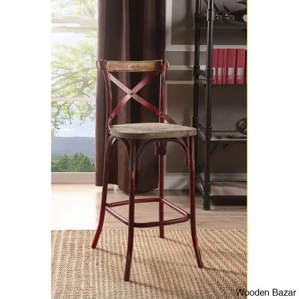 Vealem Swivel Yahir Bar Stool Counter Height Stools Dinning Chair Antique Red