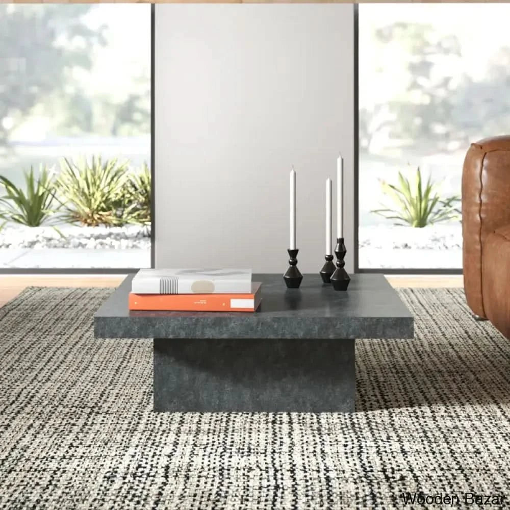 Vere Single Coffee Table And Center Table - Wooden Bazar Gray Stone