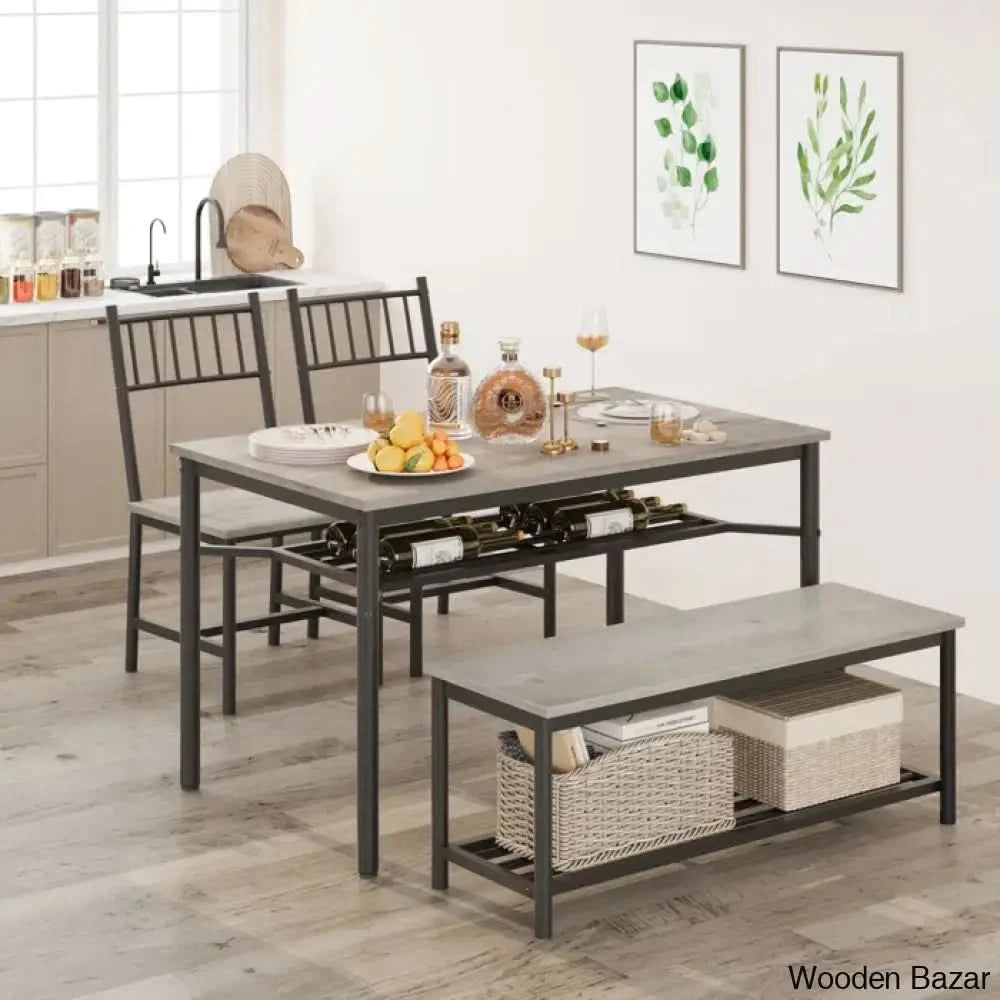 Versatile Rectangular Dining Set Modern Farmhouse Rustic And Industrial Style For 4 Gray