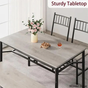 Versatile Rectangular Dining Set Modern Farmhouse Rustic And Industrial Style For 4