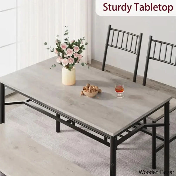Versatile Rectangular Dining Set Modern Farmhouse Rustic And Industrial Style For 4
