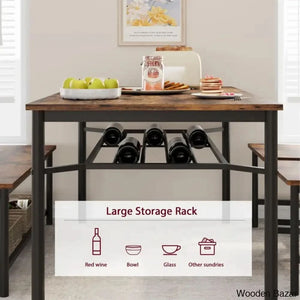 Versatile Rectangular Dining Set Modern Farmhouse Rustic And Industrial Style For 4