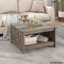 Veselyc Farm House 4 Legs Coffee And Center Table With Storage Brown