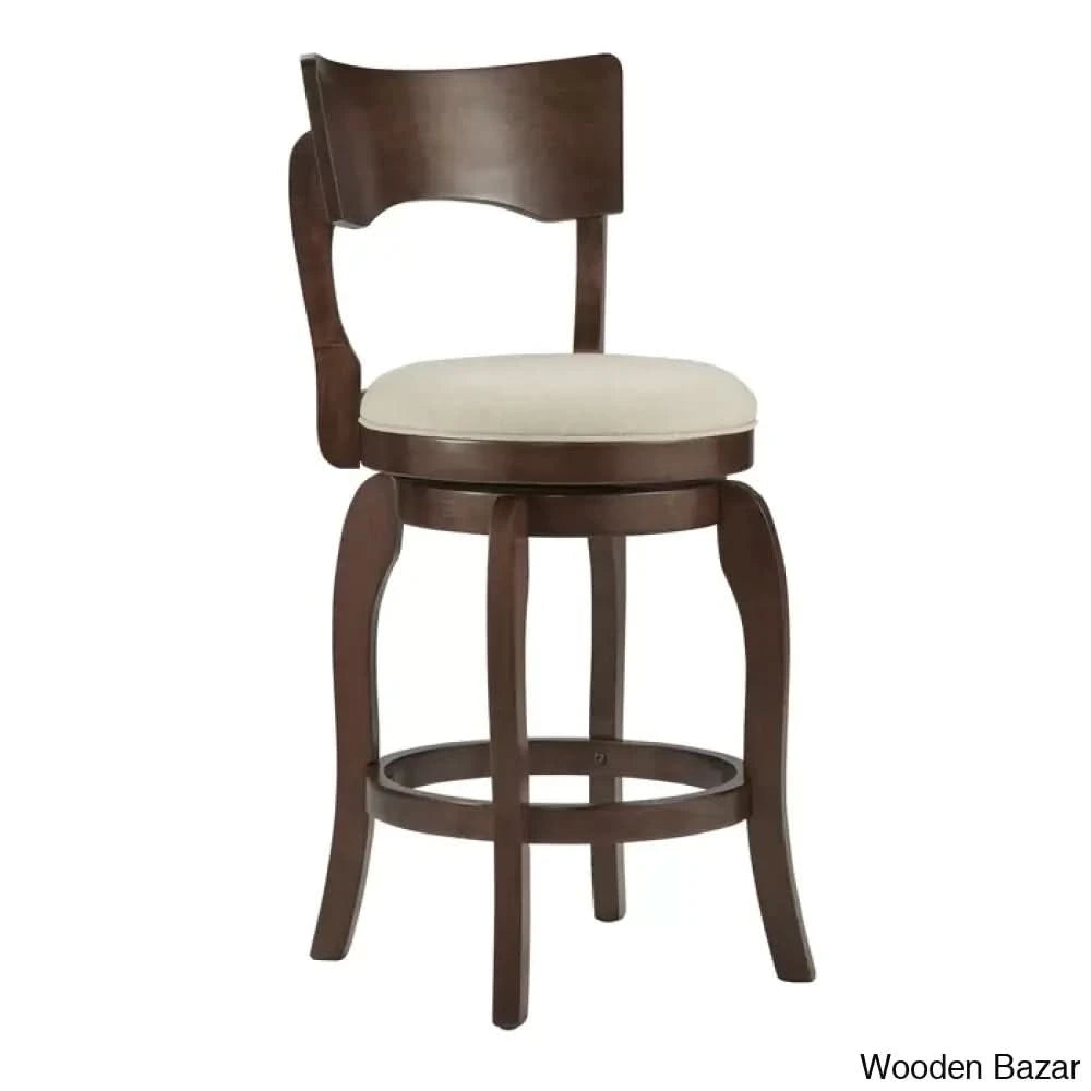 Villerso Swivel Upholstered Counter And Bar Stool With Solid Wood Frame Beige Linen / Bar (29”