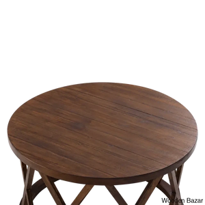 Viradise Farmhouse Coffee And Center Table Rustic Round With X-Motifs Legs
