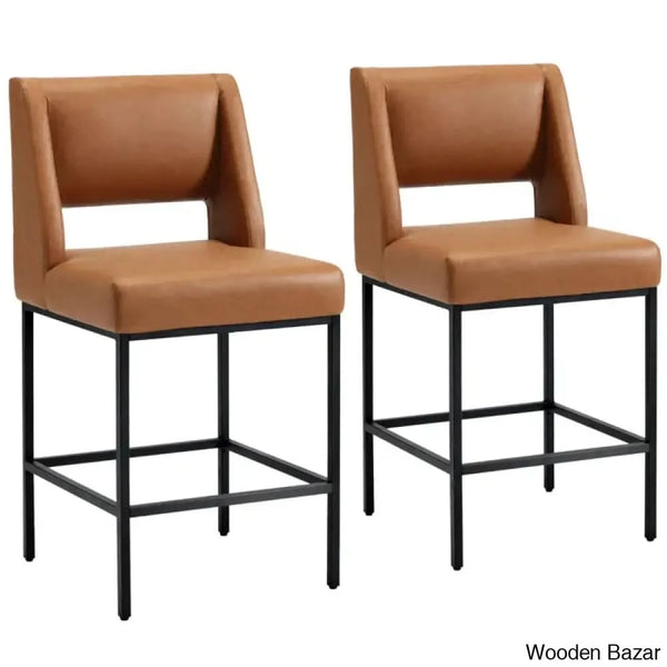 Waldaz Swivel Upholstered 26.4’’ Counter And Bar Stool With Metal Frame (Set Of 2)