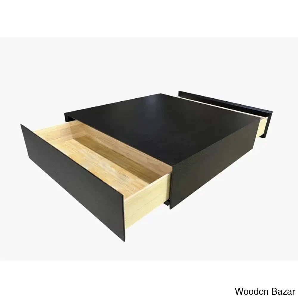 Webster Wood Living Room Table Square Coffee Fully-Assembled And Center Table Black