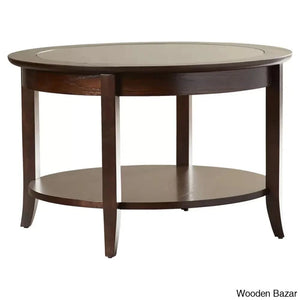 Wilfredon Round Solid Wood Coffee Table In Chocolate Oak And Center