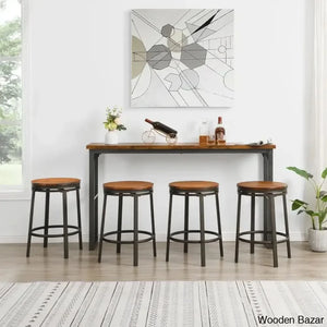 Willio Solid Wood Swivel 24.2’’ Counter And Bar Stool For Dining Room Bistro 4 Piece