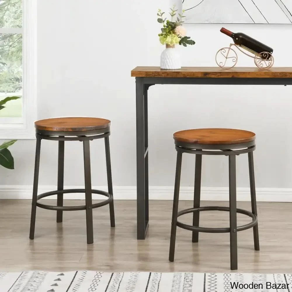 Willio Solid Wood Swivel 24.2’’ Counter And Bar Stool For Dining Room Bistro 2 Piece