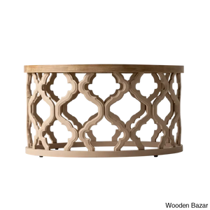 Windfield Farmhouse Round Coffee Table Rustic Distressed Wood Top